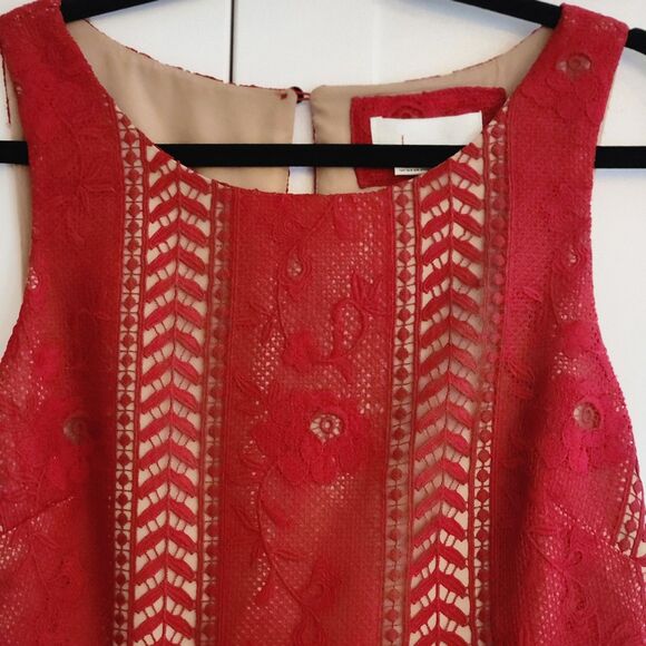 Anthropologie Red Lace Dress NWT Sz 8 Georgia Sleeveless Knee Length Fit & Flare - Picture 6 of 11
